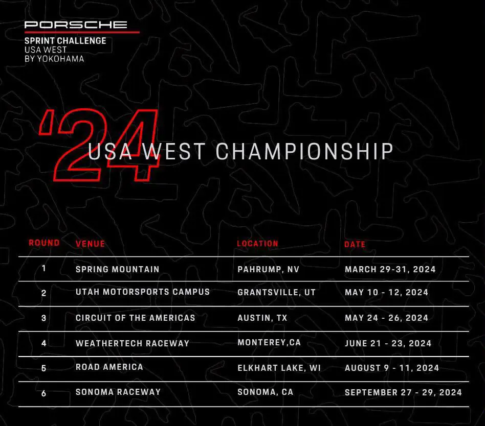 Porschesprint Challenge Usa West Schedule