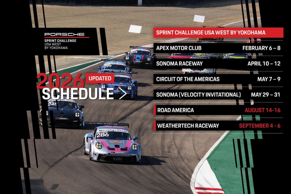 Updated 2026 Porsche Sprint Challenge Usa West Schedule